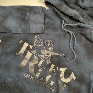 True Religion Tie Dye Hoodie Black Blue Buddha Graphic Sweatshirt Pullover Small